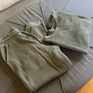 Olive Green Ribbed Bottoms